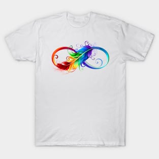 Infinity Symbol with Rainbow Feather T-Shirt